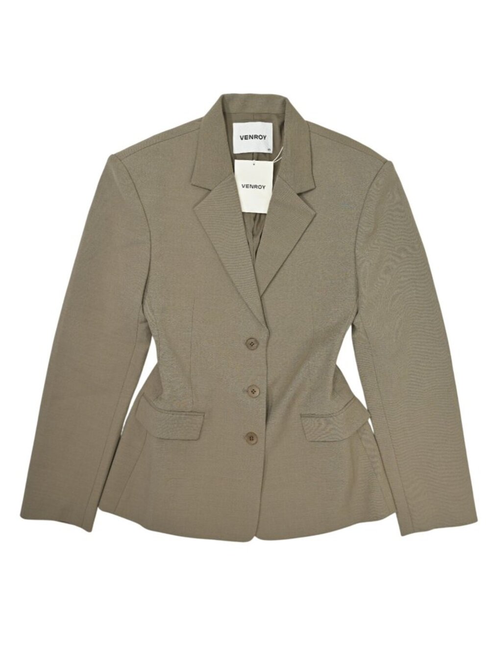 Venroy Scuba Wool Sculpted Blazer in Taupe